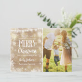 Zwangerschap Aankondiging Kerst Fotokaart Rustiek (Staand voorkant)