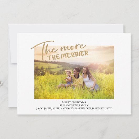 Zwangerschap Aankondiging kerstfoto Merrier (Voorkant)