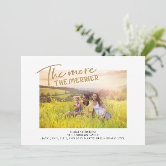 Zwangerschap Aankondiging kerstfoto Merrier (Staand voorkant)