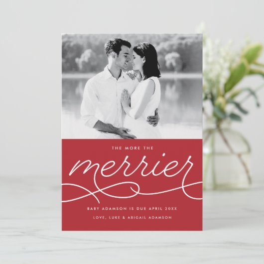 Zwangerschap Aankondiging kerstmis Kaart (Staand voorkant)