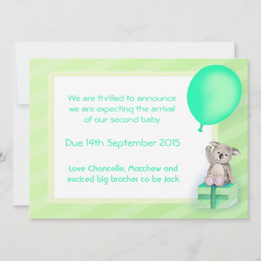 Zwangerschap Aankondiging koala-kaart (Achterkant)