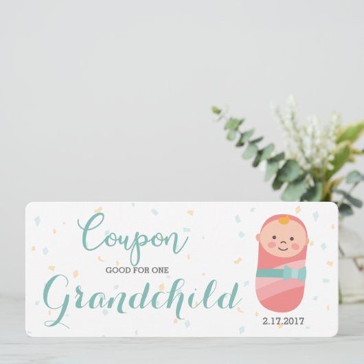 Zwangerschap Aankondiging Koraal Blauwgroen Baby G (Staand voorkant)