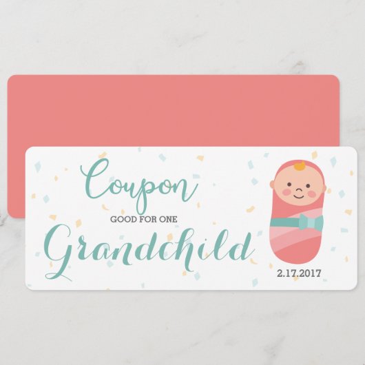 Zwangerschap Aankondiging Koraal Blauwgroen Baby G (Voorkant / Achterkant)