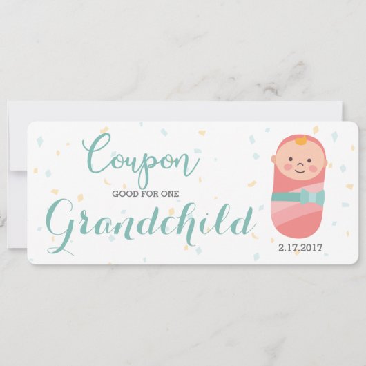 Zwangerschap Aankondiging Koraal Blauwgroen Baby G (Voorkant)