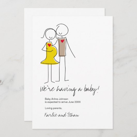 Zwangerschap Aankondiging, Neutrale kleuren Aankondiging (Voorkant / Achterkant)