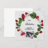 Zwangerschap Aankondiging Red Rose Floral Wreatkaa (Voorkant / Achterkant)