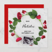 Zwangerschap Aankondiging Red Rose Floral Wreatkaa (Voorkant / Achterkant)