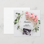 Zwangerschap Aankondiging Roze Floral met kaart (Voorkant / Achterkant)