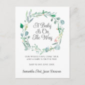 Zwangerschap Aankondiging Roze groene Floral met a (Voorkant)