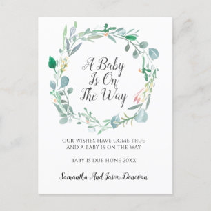 Zwangerschap Aankondiging Roze groene Floral met a