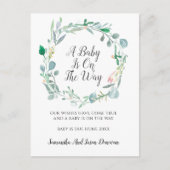 Zwangerschap Aankondiging Roze groene Floral met a (Voorkant)