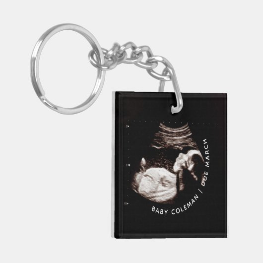 Zwangerschap Aankondiging Sonogram New Arrival Fot Sleutelhanger (Voorkant Links)