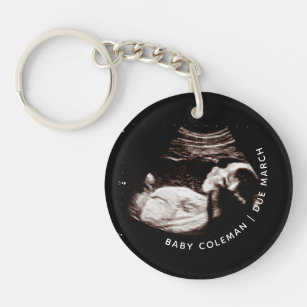 Zwangerschap Aankondiging Sonogram New Arrival Fot Sleutelhanger
