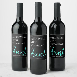 Zwangerschap Aankondiging tante Wine Label Wijn Etiket