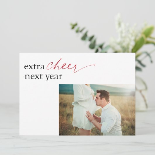 Zwangerschap Aankondiging verrassend Vakantiekaart (Staand voorkant)