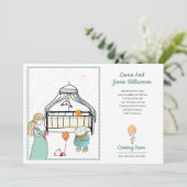 Zwangerschap Aankondiging Waterverf Baby Boy (Staand voorkant)