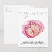 Zwangerschap Aankondiging waterverf Baby Meisje Briefkaart (Voorkant / Achterkant)