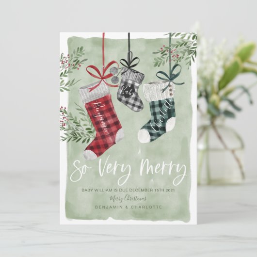 Zwangerschap Aankondiging Waterverf Gezinsinventar (Staand voorkant)