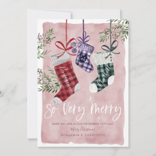 Zwangerschap Aankondiging Waterverf Gezinsinventar (Voorkant)