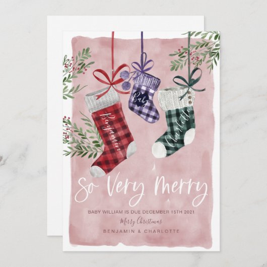 Zwangerschap Aankondiging Waterverf Gezinsinventar (Voorkant / Achterkant)