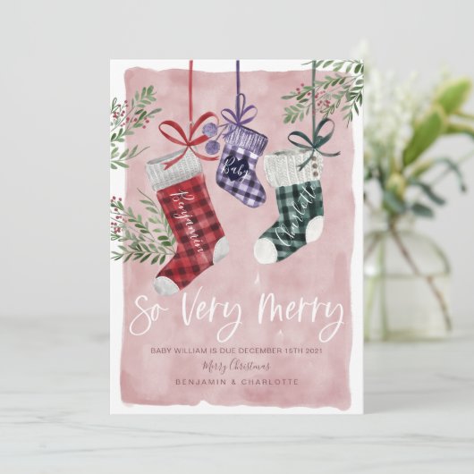 Zwangerschap Aankondiging Waterverf Gezinsinventar (Staand voorkant)