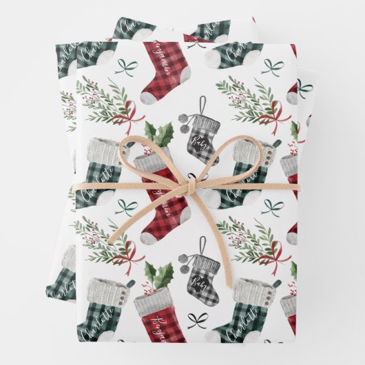 Zwangerschap Aankondiging Waterverf Gezinsinventar Inpakpapier Vel (In situ)