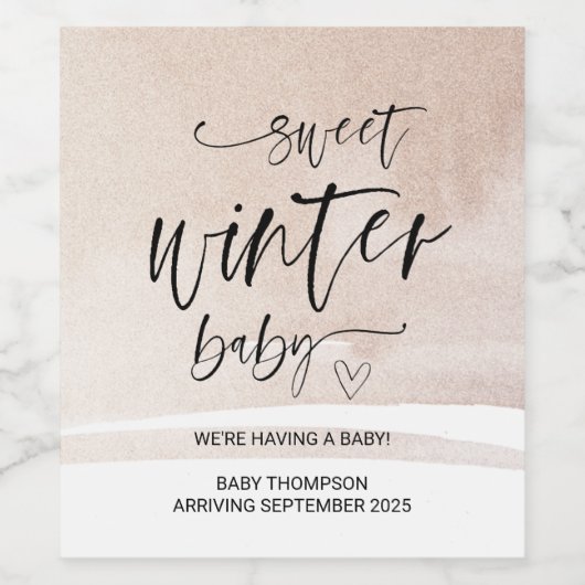 Zwangerschap Aankondiging winter Baby I m Zwangers Wijn Etiket (Enkel label)