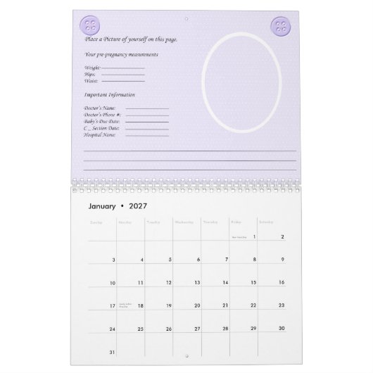 Zwangerschap Agenda Kalender (Jan 2027)
