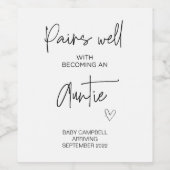 Zwangerschap Baby Aankondiging Aunty to Be Wine La Wijn Etiket (Enkel label)