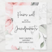 Zwangerschap Baby Aankondiging grootouders om te w Wijn Etiket (Enkel label)