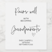 Zwangerschap Baby Aankondiging Grootouders om te w Wijn Etiket (Enkel label)