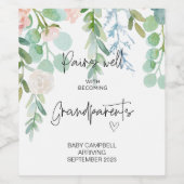 Zwangerschap Baby Aankondiging grootouders om te w Wijn Etiket (Enkel label)