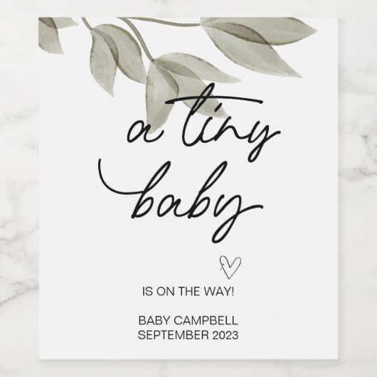 Zwangerschap Baby aankondiging kleine Baby om WiMA Wijn Etiket (Enkel label)