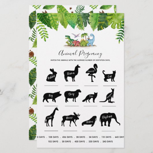 Zwangerschap Baby shower Dinosaur (Voorkant / Achterkant)