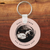 Zwangerschap Babymeisje Sonogram Ultrageluid Foto Sleutelhanger (Voorkant)