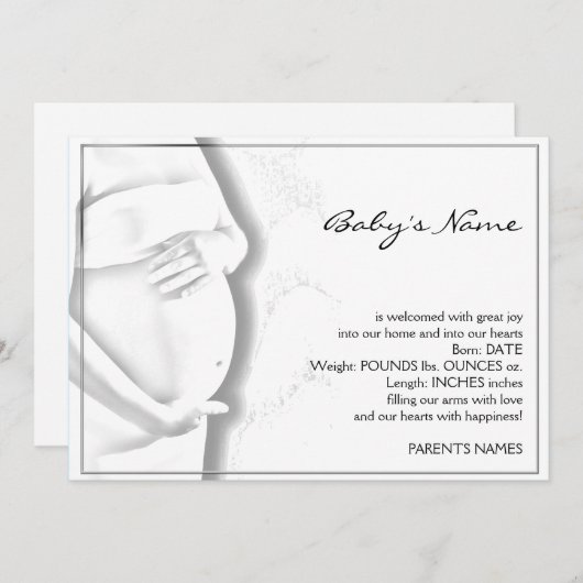 Zwangerschap Belly Baby Sketch Aankondiging (Voorkant / Achterkant)