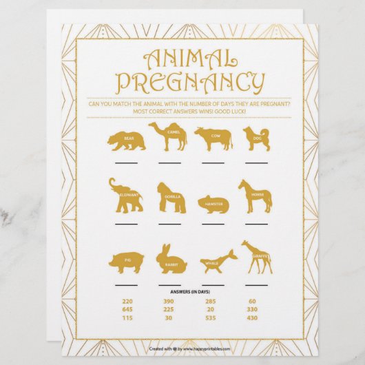 Zwangerschap bij dieren [Goudlijnen] Briefhoofd (Voorkant / Achterkant)