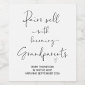 Zwangerschap bij grootouders Aankondiging ouders W Wijn Etiket (Enkel label)