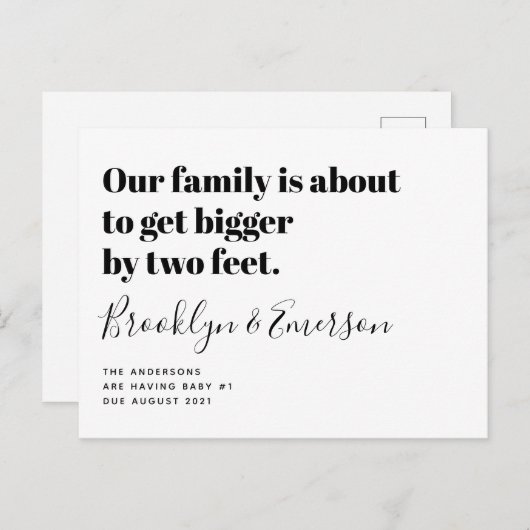 Zwangerschap en borstvoeding aankondigingskaart (Voorkant / Achterkant)