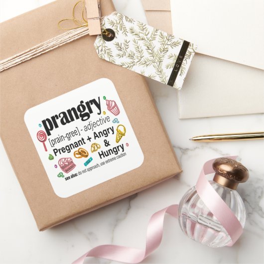 Zwangerschap en honger = boos vierkante sticker (Geschenken)