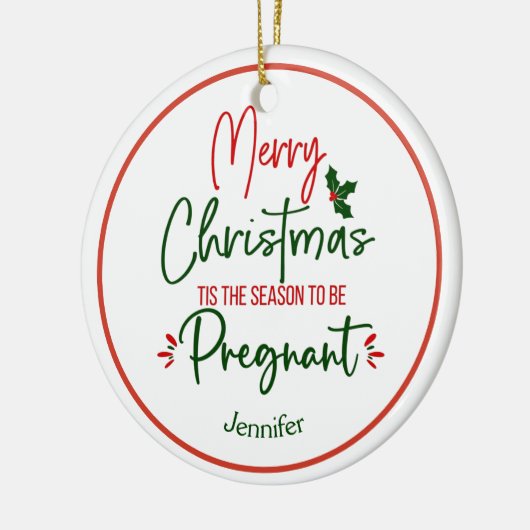 Zwangerschap en kerstmis keramisch ornament (Links)