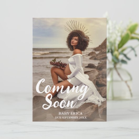 Zwangerschap Foto aankondiging | Minimaal binnenko (Staand voorkant)