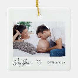 Zwangerschap Foto Hart Baby due 2024 Keramisch Ornament
