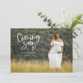 Zwangerschap Fotoaankondiging | Binnenkort beschik Aankondiging (Staand voorkant)