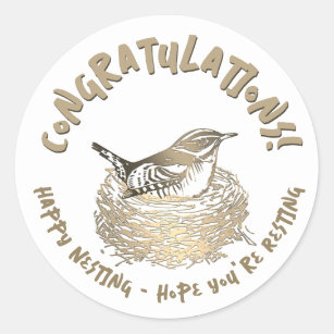 Zwangerschap Gefeliciteerd Vogelnesten Goud in rel Ronde Sticker