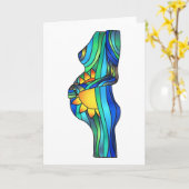 Zwangerschap Glas in lood Wenskaart Kaart (Gele Bloem)