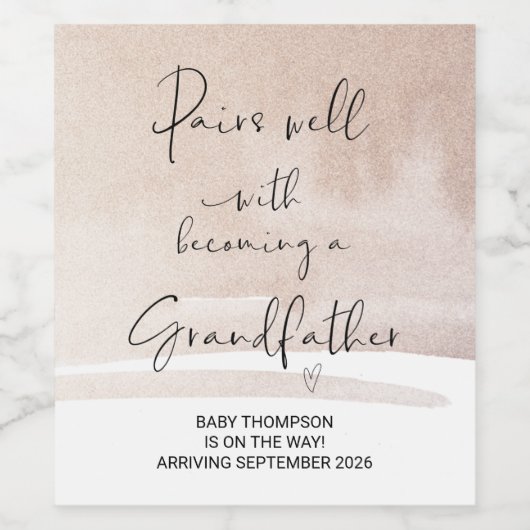 Zwangerschap grootvader Aankondiging vader vader v Wijn Etiket (Enkel label)