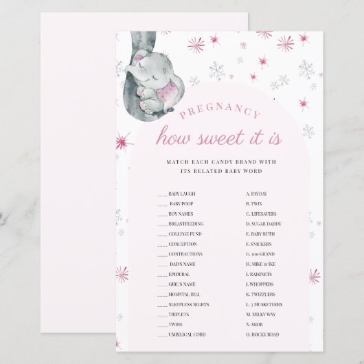 Zwangerschap Het is roze Baby shower spel (Voorkant / Achterkant)