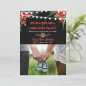 Zwangerschap Holiday Chalkboard Poinsettia | Foto Kaart (Staand voorkant)