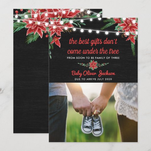 Zwangerschap Holiday Chalkboard Poinsettia | Foto Kaart (Voorkant / Achterkant)